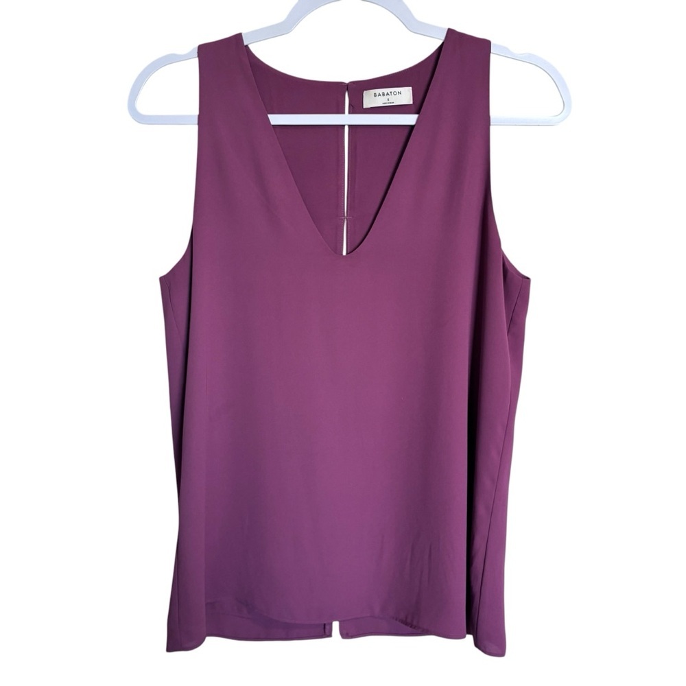 Babaton Aritzia Madox Deep Plum V-Neck Sleeveless top